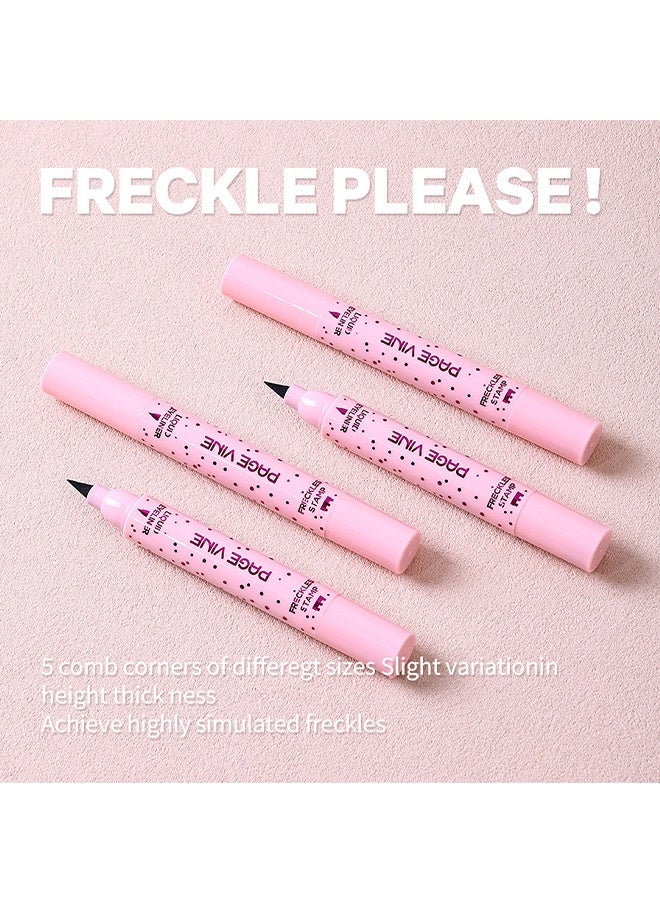PAGE VINE Eyeliner Freckle Pen, 2 in 1 Light Brown Freckle Stamp and Black Liquid Eyeliner, Waterproof, Natural Lifelike Freckles Makeup, Soft Sopt Pen Magic Fake Freckles- 01# Light - Image 4
