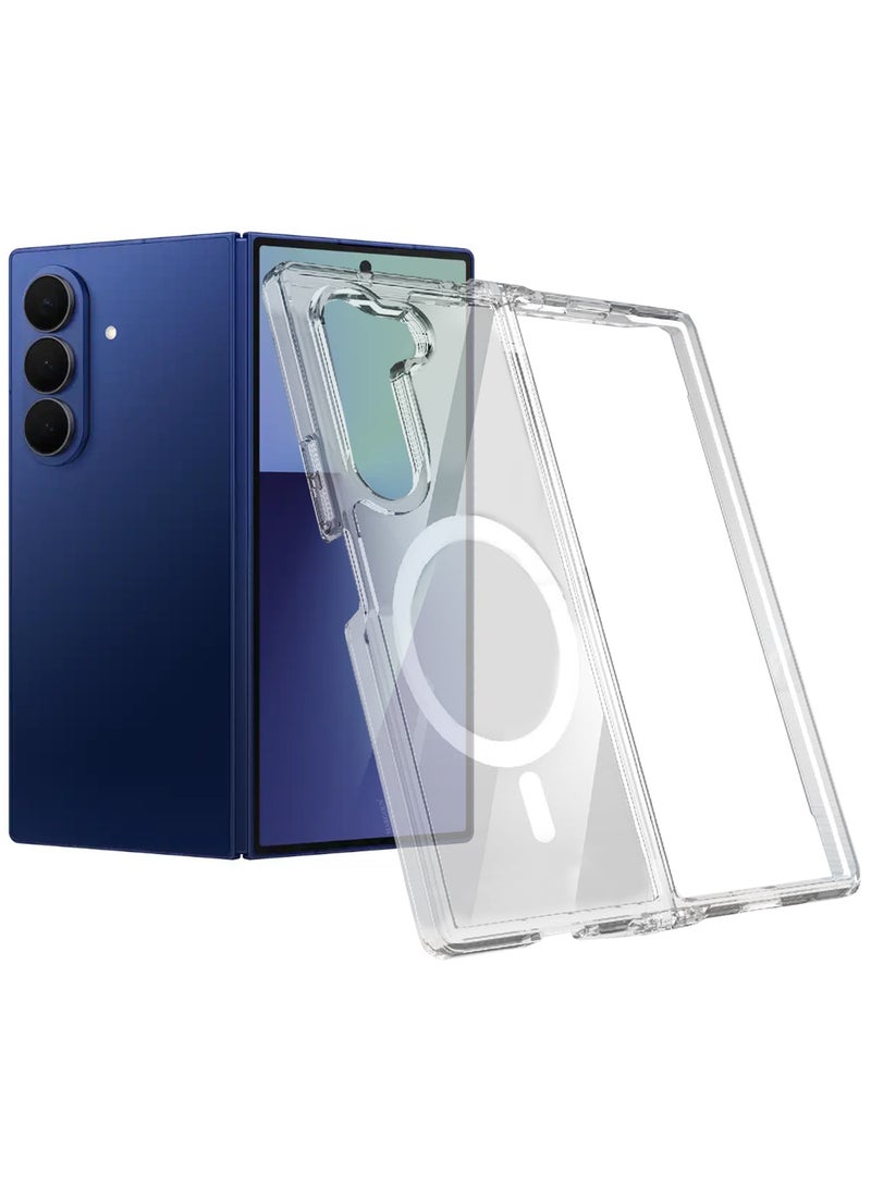 CATANES Transparent MagSafe Case for Samsung Galaxy Z Fold 7 – Dual-Part Protective Cover with Magnetic Ring, Slim & Hinge-Compatible Design - Clear  - Image 2