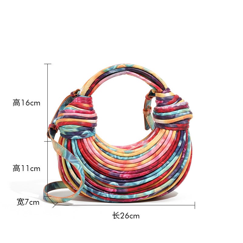 2024 Colorful Fashionable Noodle-Shaped Crossover Bag Women'S Handbag Selling Hand-Woven Knot Handbag - Image 3