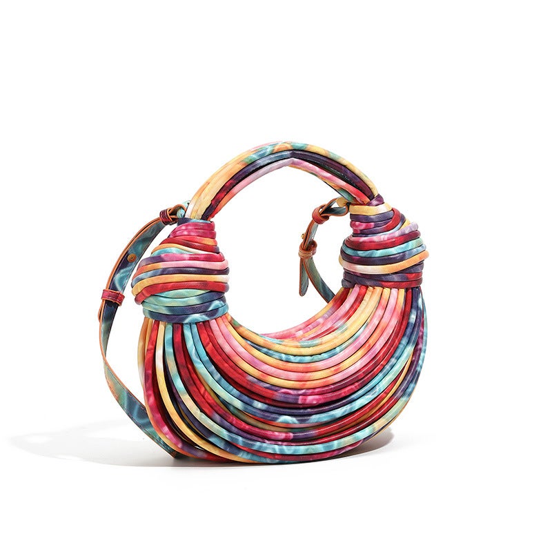 2024 Colorful Fashionable Noodle-Shaped Crossover Bag Women'S Handbag Selling Hand-Woven Knot Handbag - Image 4