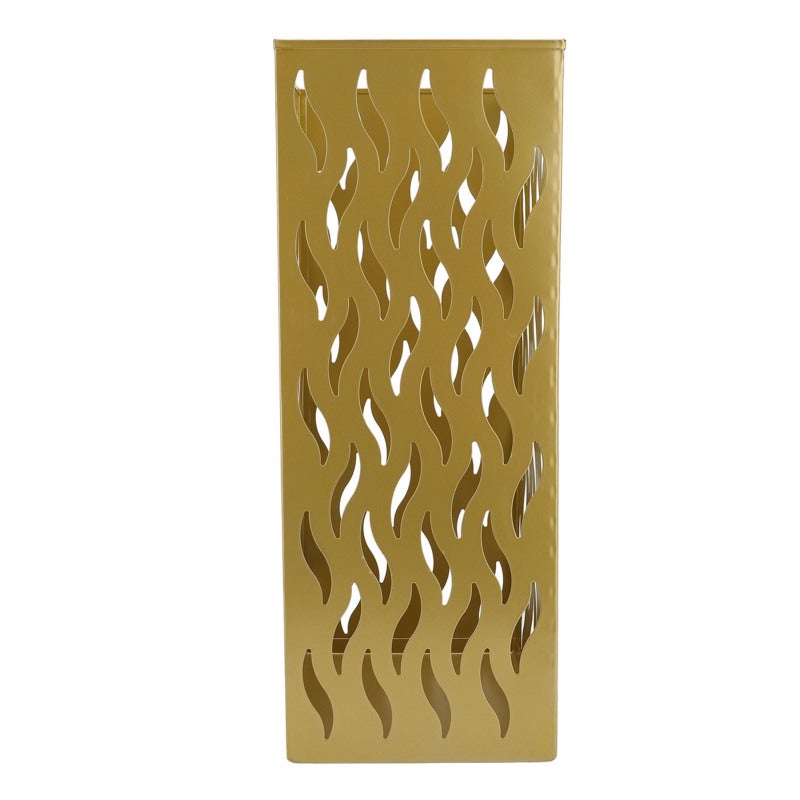 Umbrella Stand: 42x16x16cm Gold Metal Structure - Rustproof Coating Hollow Design Umbrella Organizer for Entryway Home Office Indoor Outdoor Use - Image 1