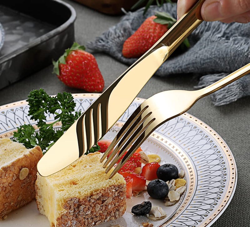 24x7 eMall Cutlery Set, 4 Pcs Modern Pieces Gold Stainless Steel Flatware for Daily Use, Party, Restaurants (4 Pc) - Image 5