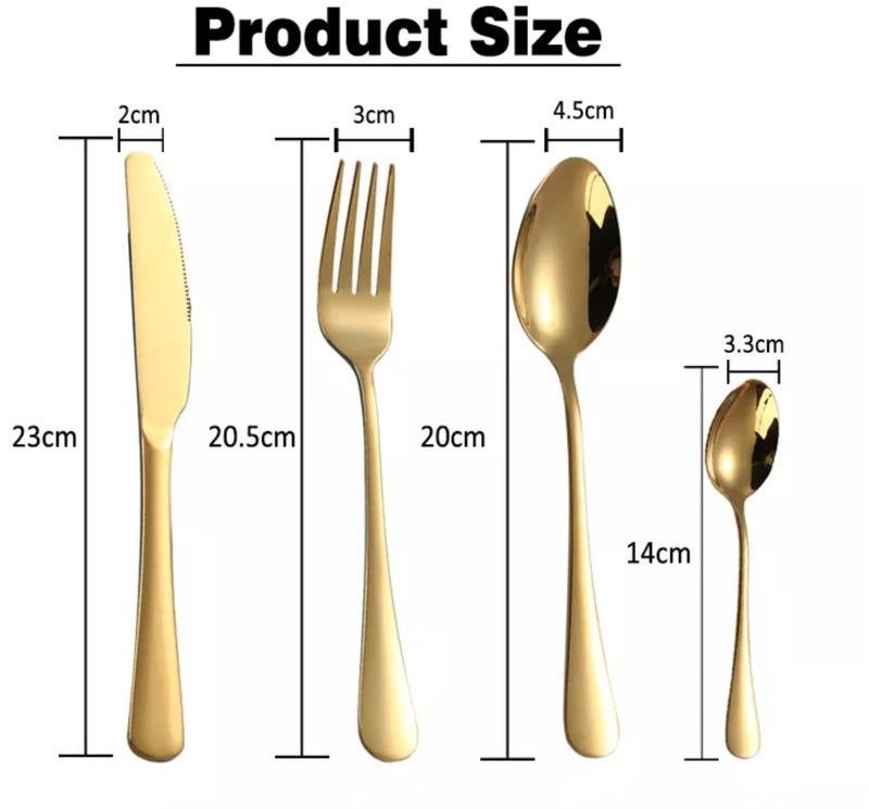 24x7 eMall Cutlery Set, 4 Pcs Modern Pieces Gold Stainless Steel Flatware for Daily Use, Party, Restaurants (4 Pc) - Image 3