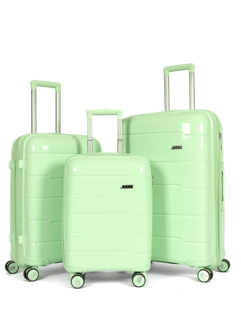 Generic - JEEM Luggage & Travel Gear – Unbreakable Lightweight Luggage Set of 3 Durable Suitcase with Double Spinner Wheels PP Material Ideal Luggage Sets for Travel Bag - Image 1