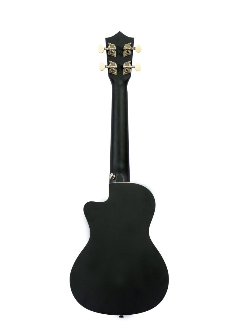 Bamboo U-23 Flower & Roll Concert Ukulele – 23-Inch Black Edition with Artistic Floral Design and Premium Gig Bag  - Image 2