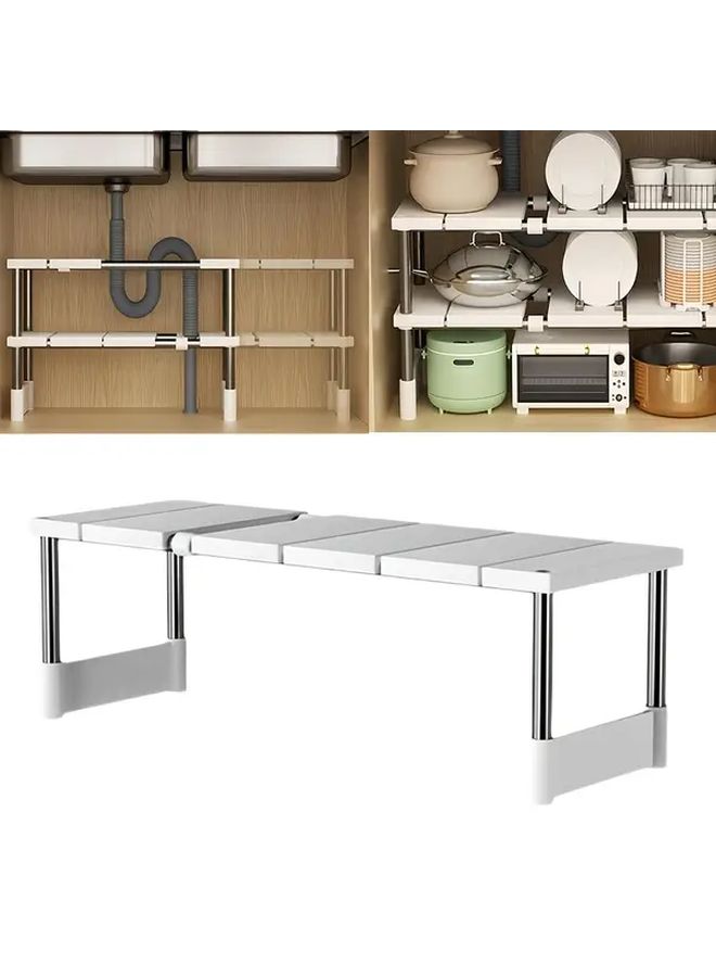 Adjustable Stainless Steel Sink Organizer Rack Strong Load Bearing Space Saving Design For Kitchen And Bathroom Detachable Shelves For Utensils Pots Pans Under Sink Organizers 1pc - Image 5