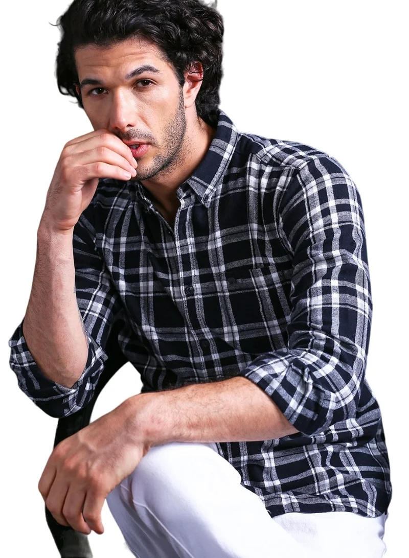 THE BEAR HOUSE Men's Cotton Shirt | Casual & Formal Long Sleeve Slim Fit | Classic Button-Down, Office & Everyday Wear, Comfortable & Breathable Fabric