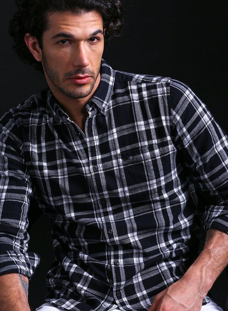 THE BEAR HOUSE Men's Cotton Shirt | Casual & Formal Long Sleeve Slim Fit | Classic Button-Down, Office & Everyday Wear, Comfortable & Breathable Fabric - Image 1