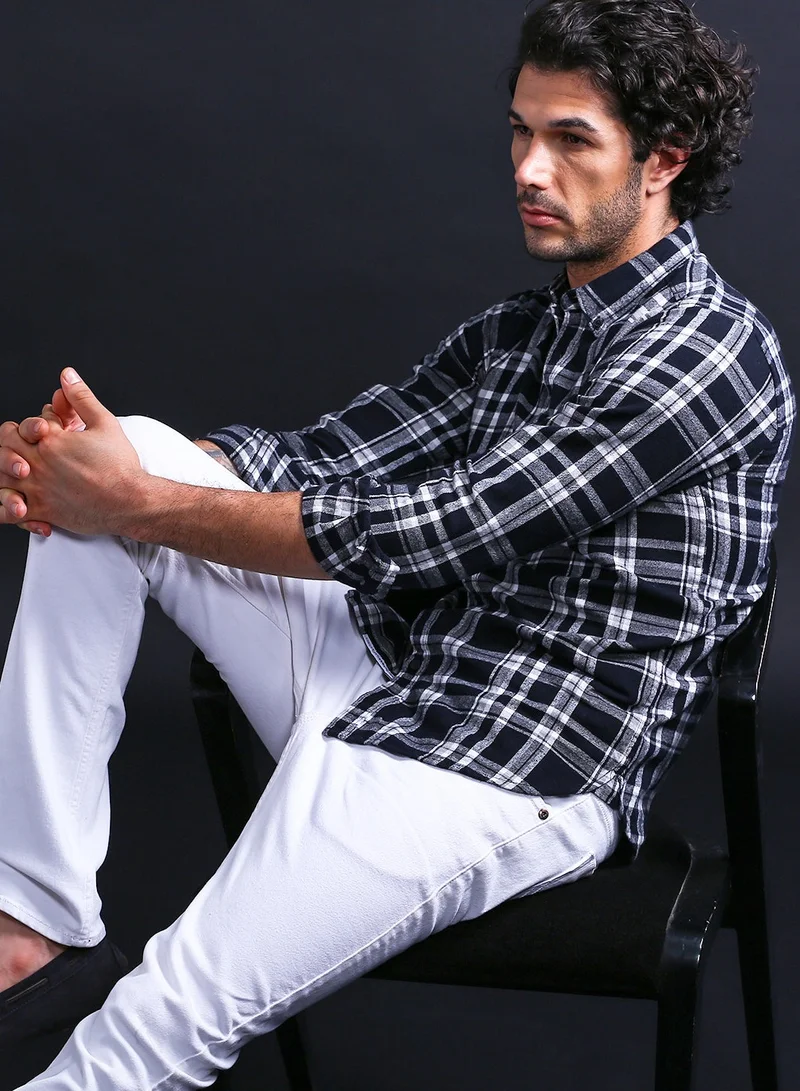 THE BEAR HOUSE Men's Cotton Shirt | Casual & Formal Long Sleeve Slim Fit | Classic Button-Down, Office & Everyday Wear, Comfortable & Breathable Fabric