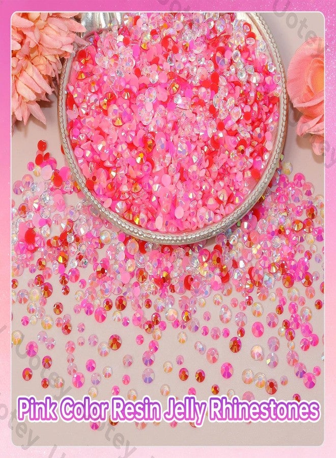 Uotey 12000 Pcs Resin Jelly Rhinestones for Crafting, Multi Sizes Flatback Pink Color Gems, Bedazzling Crystal with Pickup Tool for DIY Crafts Clothing Shoes Fabric Nail Art - Image 4