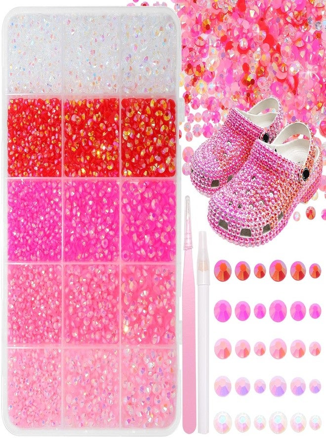 Uotey 12000 Pcs Resin Jelly Rhinestones for Crafting, Multi Sizes Flatback Pink Color Gems, Bedazzling Crystal with Pickup Tool for DIY Crafts Clothing Shoes Fabric Nail Art - Image 1