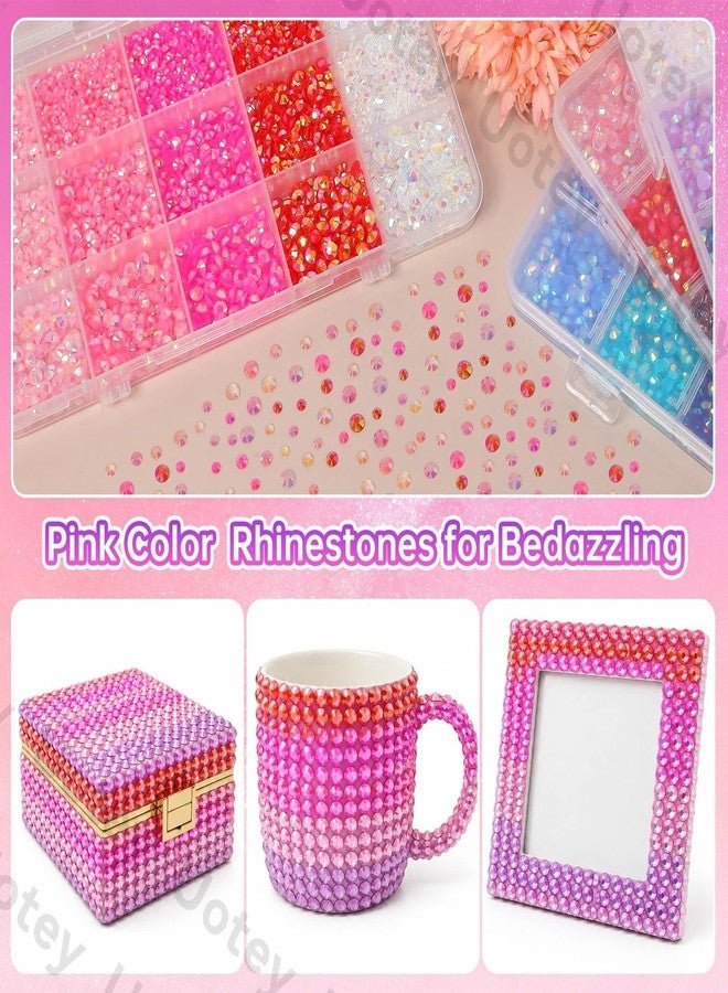 Uotey 12000 Pcs Resin Jelly Rhinestones for Crafting, Multi Sizes Flatback Pink Color Gems, Bedazzling Crystal with Pickup Tool for DIY Crafts Clothing Shoes Fabric Nail Art - Image 5