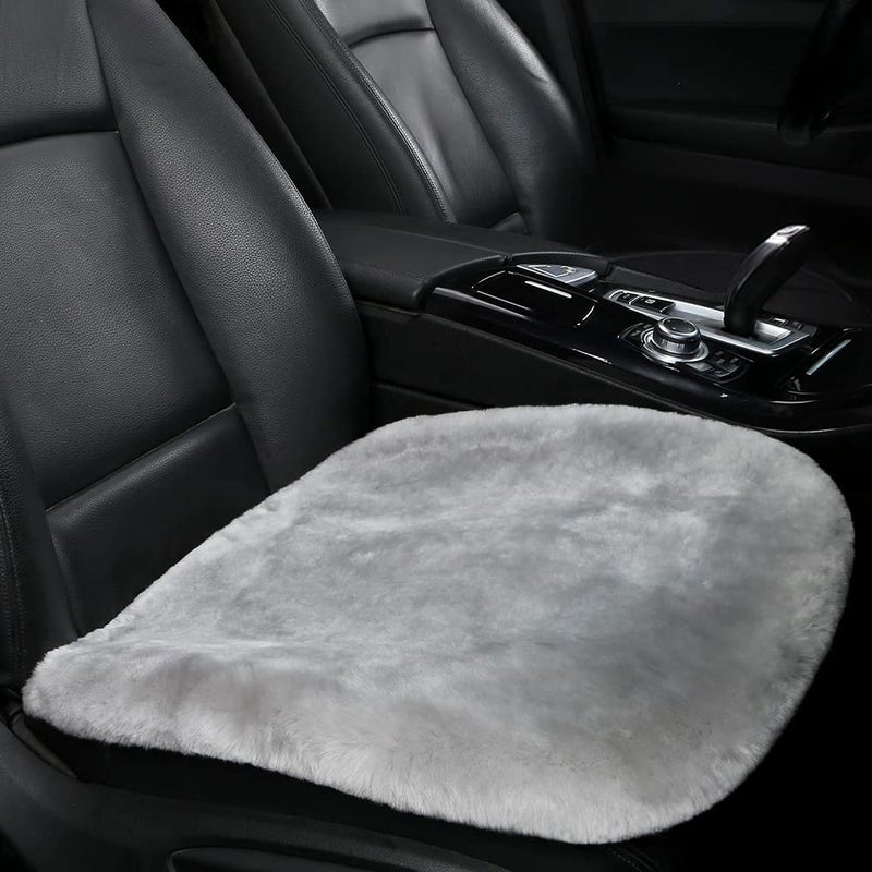 LLB Genuine Sheepskin Car Seat Cushion Seat Covers for Cars Trucks SUV Comfort Seat Protector Pad for Car Driver Seat Car Accessories for Women Office Chair Car Decor Grey Front Seat Cushion1 Pc