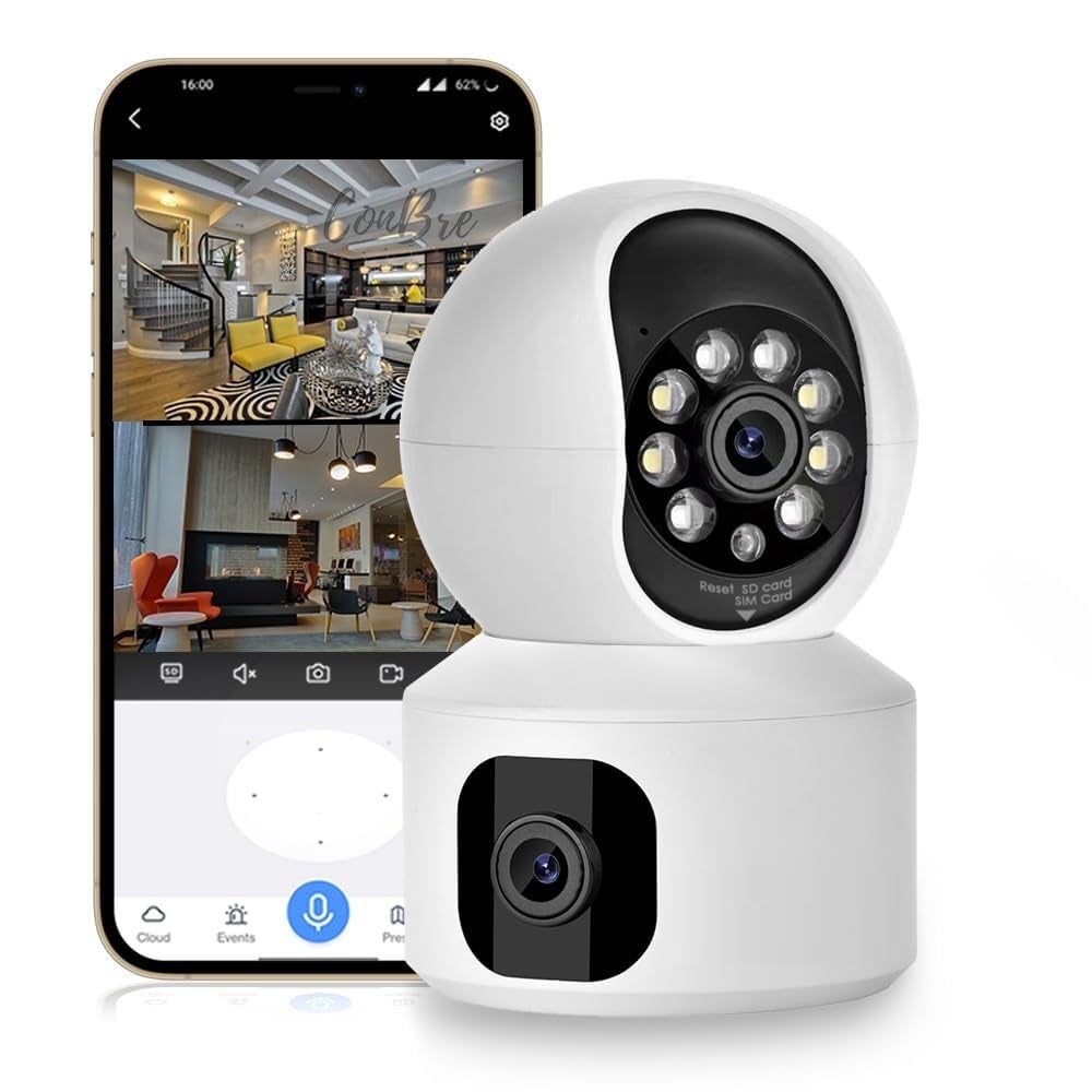 مايومي Mayumi Mayumi Night Vision Support Upto Card Dual Lens Sim Based Wireless Smart Cctv Camera Ultra View Double Side View Two Way Talk Motion Detection
