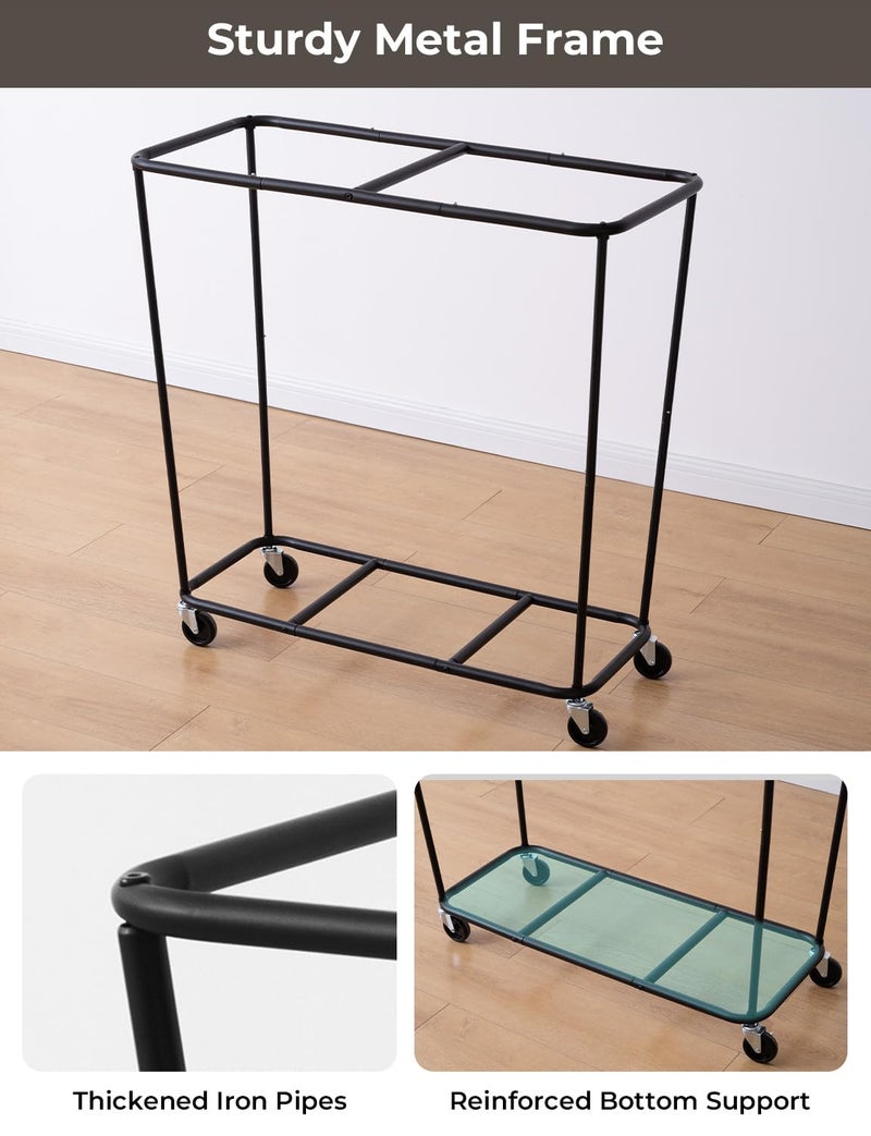 StorageWorks 390L Extra Large Laundry Hamper with Wheels, Laundry Basket with Wheels 2 Sections, Clothes Sorter Cart with Divider for Hotel, Home, Beige, 1-Pack - Image 5