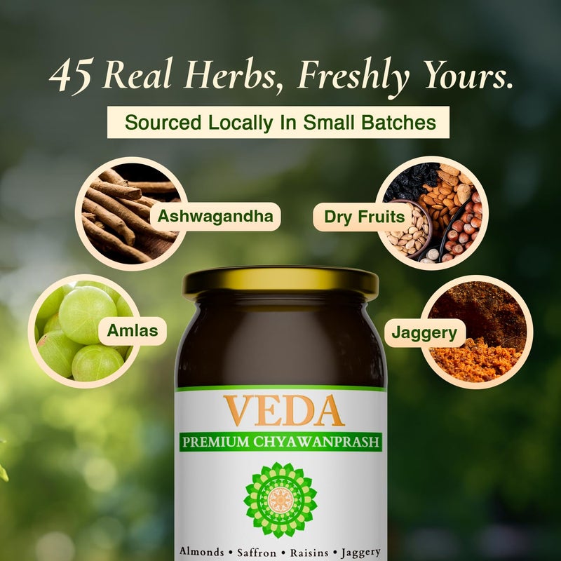 VEDA Premium Chyawanprash (Sugar Free) | 16.7 Oz | Ayurvedic Herbal Jam with Amla & Ashwagandha | Fortified with Almonds & Saffron - Image 2