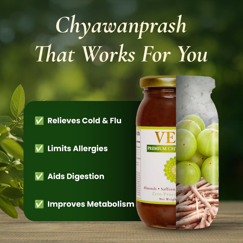 VEDA Premium Chyawanprash (Sugar Free) | 16.7 Oz | Ayurvedic Herbal Jam with Amla & Ashwagandha | Fortified with Almonds & Saffron - Image 5