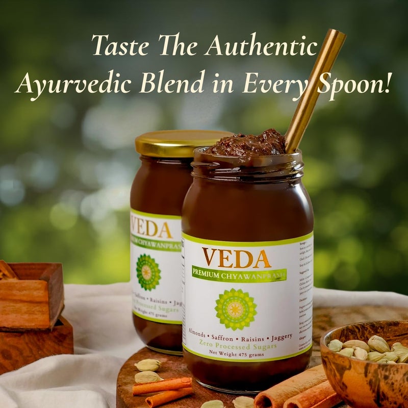 VEDA Premium Chyawanprash (Sugar Free) | 16.7 Oz | Ayurvedic Herbal Jam with Amla & Ashwagandha | Fortified with Almonds & Saffron - Image 3