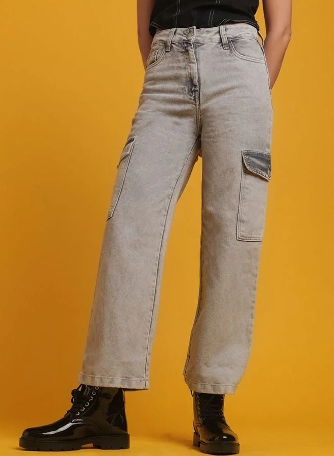 Women Flared Solid High Rise Jeans