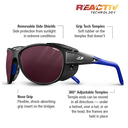 Julbo Explorer 20 Mountain Sunglasses BlackBlue Frame TransparentRose Lens REACTIV 04 High Contrast - Image 3