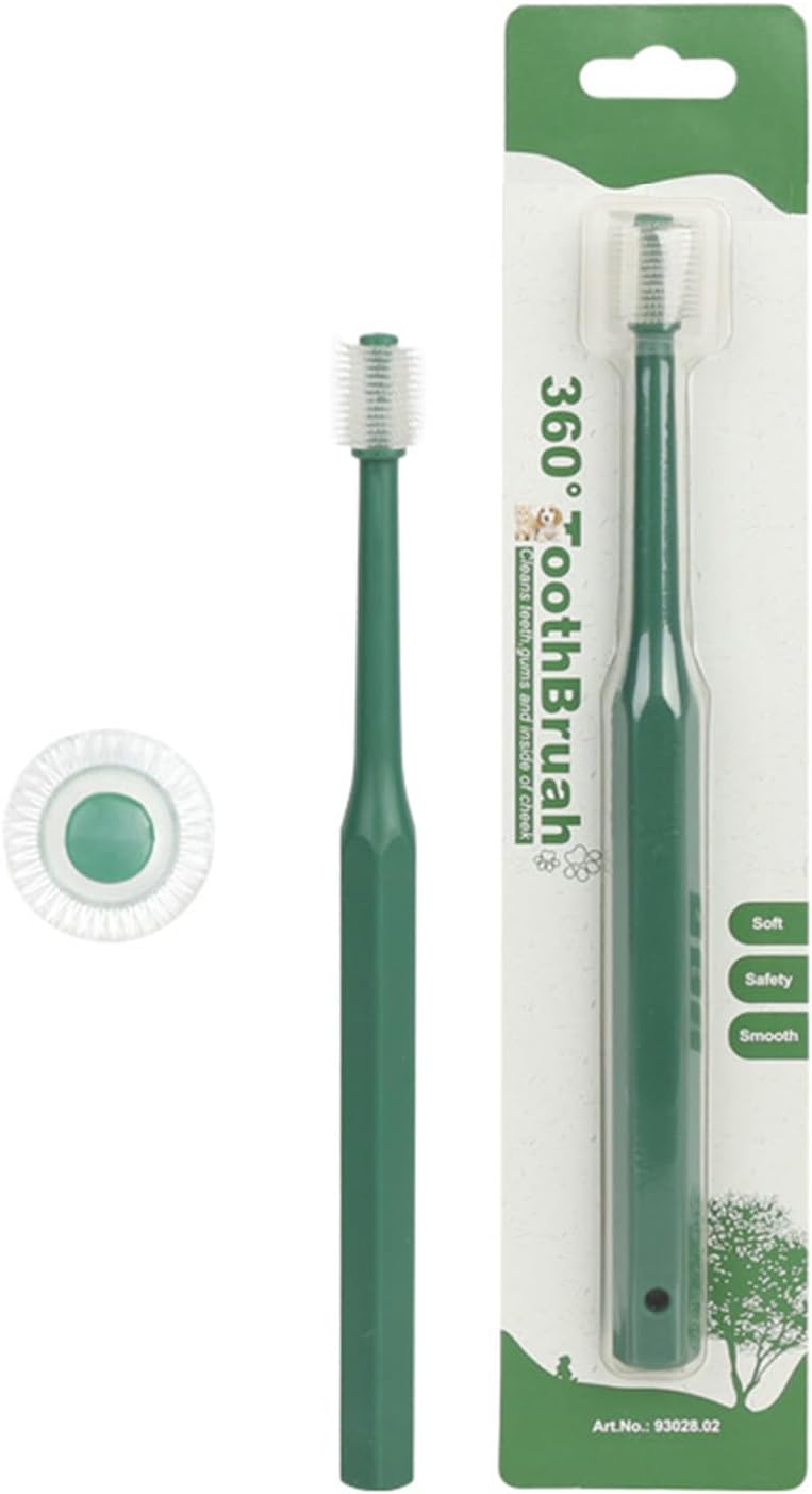 Pet Toothbrush for Small Breeds Soft Food Grade Teeth Tool Teeth Care Toothbrush with 360 Degree Brush Head Pet TeethBrush - Image 1