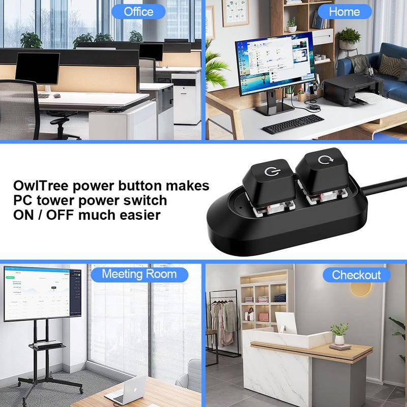 OwlTree PC Power Button, Desktop Switch Splitter ON Off Reset SW HDD LED PC External Power Supply Button for Computer Motherboard - Image 5