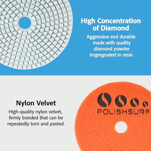 POLISHSURF Diamond Polishing Pads 4 Inch Wet Dry Set 7 Pieces for Concrete Marble Quartz Stone Countertop Granite Polishing - by POLISHSURF - Image 3