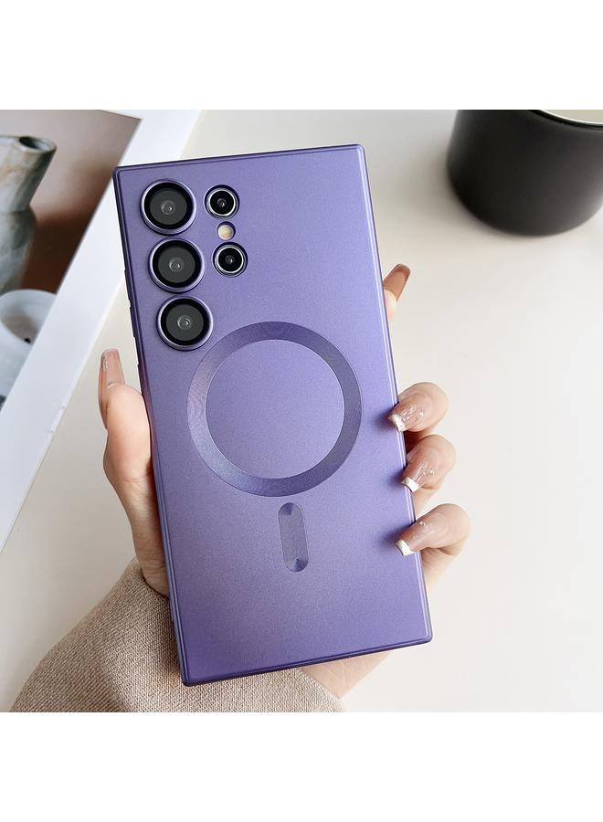 For Samsung Galaxy S22 Ultra 5G Metallic Paint Magsafe Liquid TPU Phone Case(Purple)