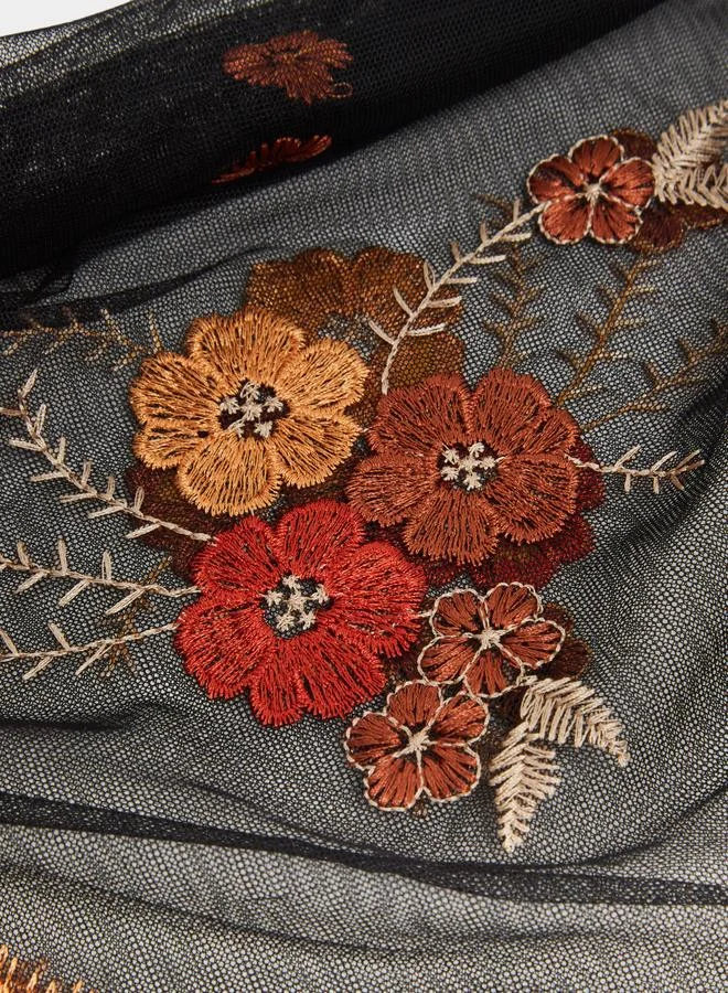Styli Embroidered Floral Mesh Bandana Scarf