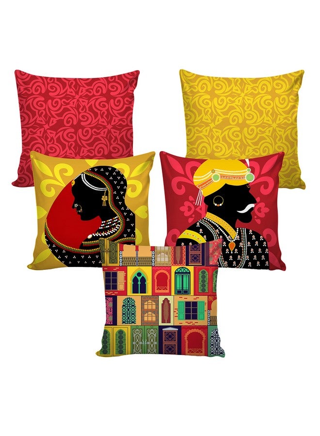 AEROHAVEN Set of 5 Ethnic Hand Made Jute Throw/Pillow Cushion Covers - Cc181 - (12 X 12 Inch), 250 Tc, Multi - Image 2