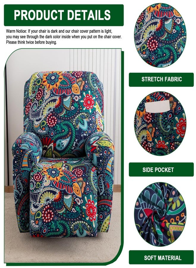 CRFATOP Printed Recliner Cover with Pockets Single Reclining Slipcover 4-Pieces Lazy Boy Recliner Sofa Chair Cover with Elastic Bottom for Recliner Furniture Protector for Kid Pet,A05 - Image 4