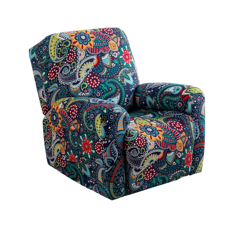 CRFATOP Printed Recliner Cover with Pockets Single Reclining Slipcover 4-Pieces Lazy Boy Recliner Sofa Chair Cover with Elastic Bottom for Recliner Furniture Protector for Kid Pet,A05 - Image 1