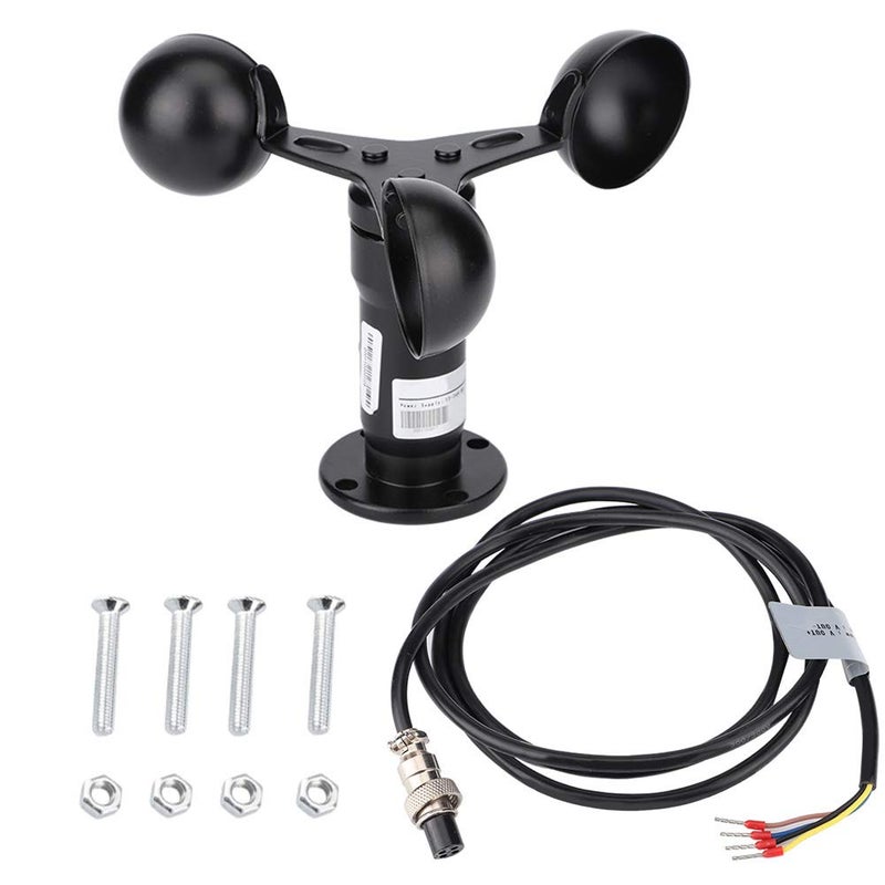 Aluminum Alloy Wind Speed Sensor Anemometer 0 30m s 360 Degree Outdoor Use Black - Image 1