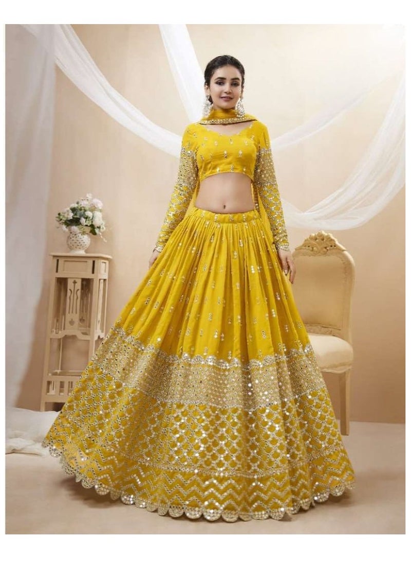 Grab Mantra - White lehenga with embroidered blouse and net dupatta - Image 1