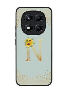 Stylizedd For Xiaomi Redmi Note 14 Pro 5G / X7 5G Case,Slim fit Camera Protection, Shockproof Thin Phone cover  - Custom Floral Monogram - N  (Light Grey )  - Image 1