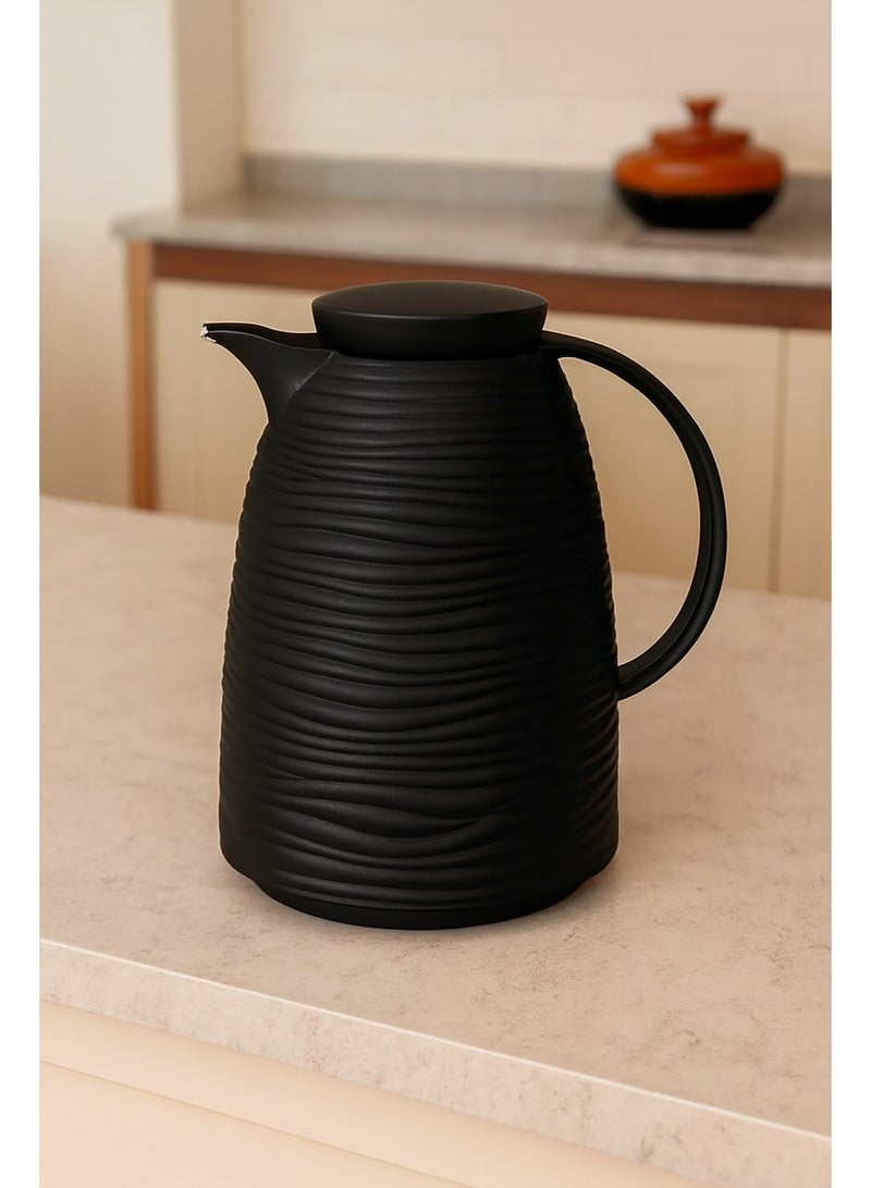 باصرة ترمس باصرة فاخر للشاي والقهوة بتصميم موجي سعة 1 لتر - Image 1