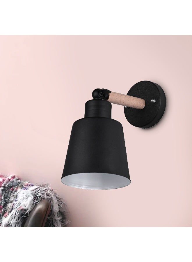 الروضة للإضاءة ابليك ميارا بالخشب اسود - ابليك - اضاءة حائط - الخامة معدن - المقاس : 30×24×15 - Image 2