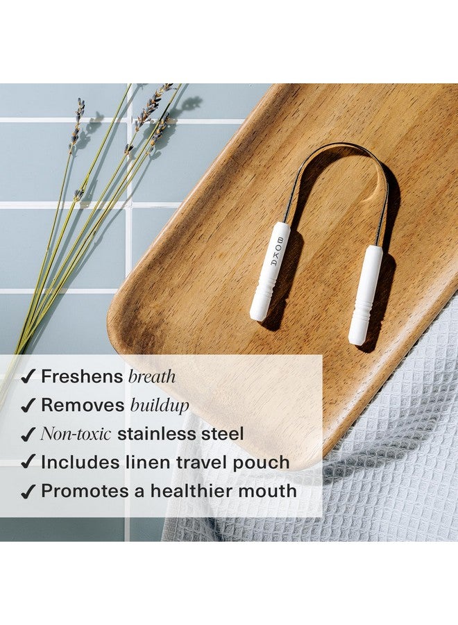 BOKA Tongue Scraper For Adults & Kids With Case - Stainless Steel Tongue Cleaner W/Linen Travel Pouch - Scrubber To Remove Tongue Buildup And Freshen Breath (Pack Of 1) - Image 2