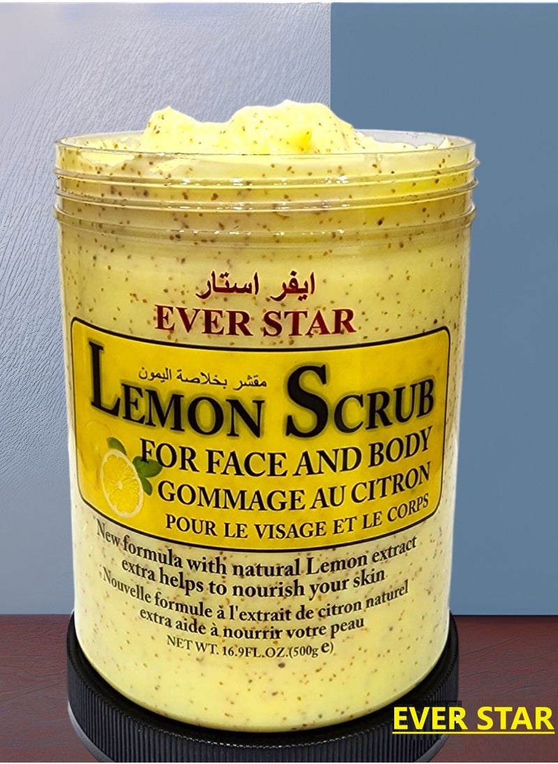 Ever star A body Scrub With Lemon Extract That Quickly Exfoliates Opens pores Removes Blackheads And Gives Light Soft And Healthy Skin 500 grams  - Image 1