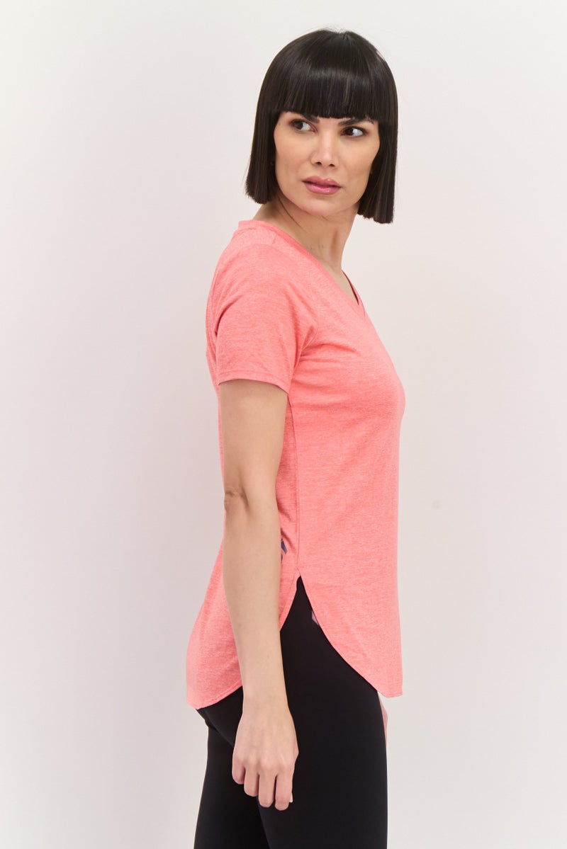 SKECHERS Women Sportswear Fit Short Sleeve Training T-Shirts, Coral Heather - Image 2