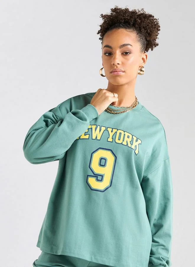 Splash FAV Printed Long Sleeves Sweatshirt and Joggers Set