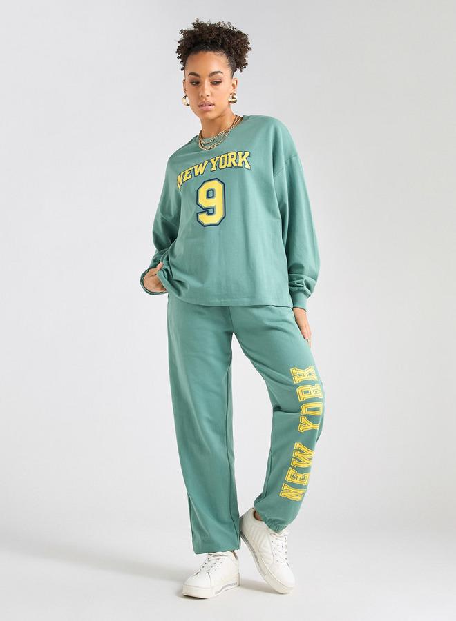 سبلاش فيڤ طقم سويت شيرت بأكمام طويلة مطبوع وسروال رياضي - Image 1