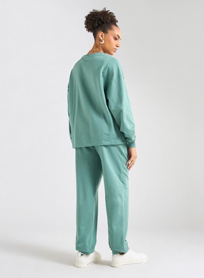 سبلاش فيڤ طقم سويت شيرت بأكمام طويلة مطبوع وسروال رياضي - Image 3