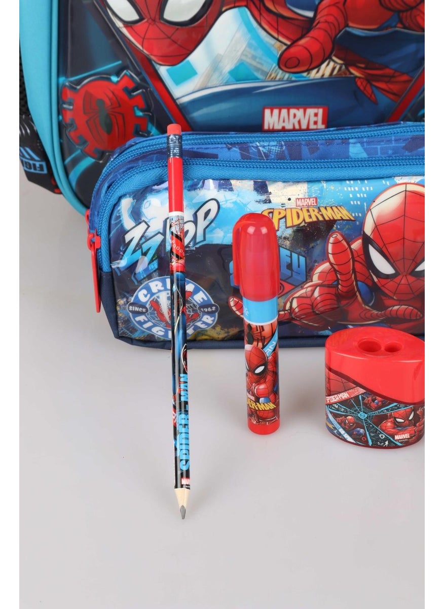 SPIDERMAN Licensed School Bag Pencil Bag 2 Pieces Pencils with Erasers Double Blade Sharpener and Rocket Eraser Stationery Set  - Image 3