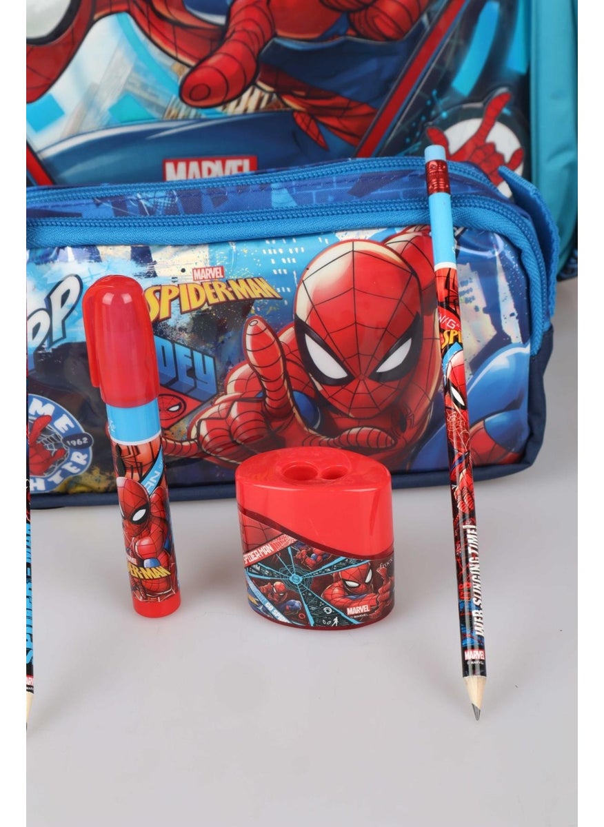 SPIDERMAN Licensed School Bag Pencil Bag 2 Pieces Pencils with Erasers Double Blade Sharpener and Rocket Eraser Stationery Set  - Image 4