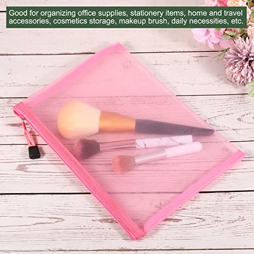 YOKIVE 6 Pack Mesh Cosmetic Bags, A5 Nylon Pencil Cases | Zipper Travel Organizers Makeup Pouch, Great for Home(White) - Image 3