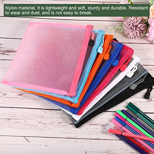 YOKIVE 6 Pack Mesh Cosmetic Bags, A5 Nylon Pencil Cases | Zipper Travel Organizers Makeup Pouch, Great for Home(White) - Image 5
