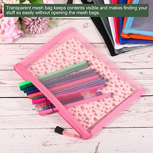 YOKIVE 6 Pack Mesh Cosmetic Bags, A5 Nylon Pencil Cases | Zipper Travel Organizers Makeup Pouch, Great for Home(White) - Image 4