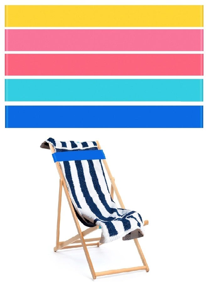 rookea 5 Pack Beach Towel Bands Beach Towel Clips for Cruise Chairs, ROOKEA Pool Chairs Towel Strap Towel Holder Cruise Ship Essentials Elastic Towel Band Beach Accessories for Women Men - Image 1