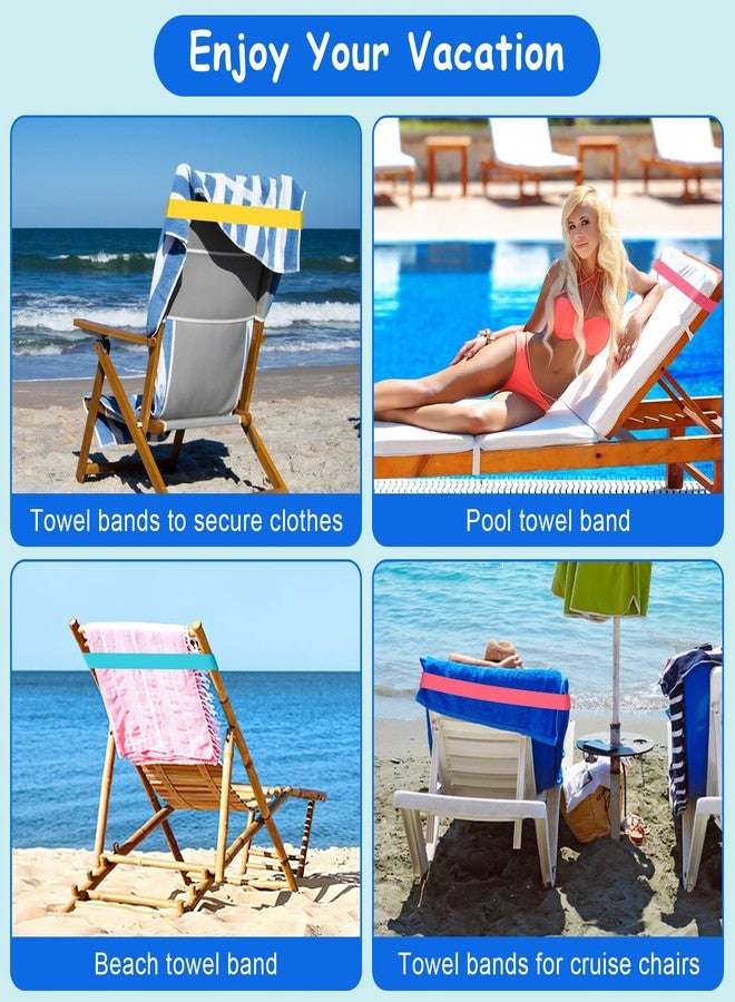 rookea 5 Pack Beach Towel Bands Beach Towel Clips for Cruise Chairs, ROOKEA Pool Chairs Towel Strap Towel Holder Cruise Ship Essentials Elastic Towel Band Beach Accessories for Women Men - Image 4